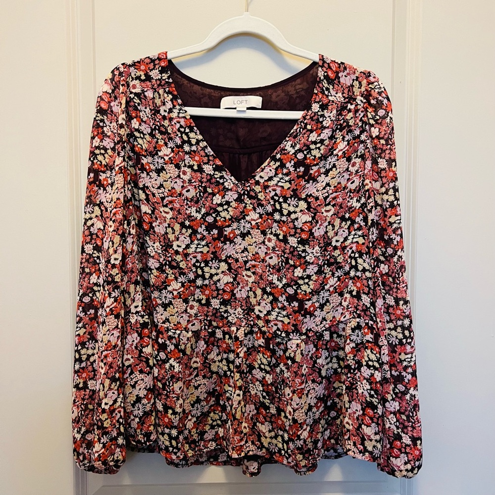 LOFT Peplum Floral Top